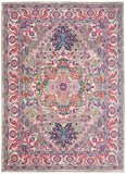 5' X 7' Light Gray And Pink Medallion Area Rug