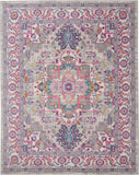 7' X 10' Light Gray And Pink Medallion Area Rug