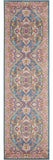 8' Teal And Ivory Medallion Distressed Runner Rug