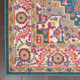4' X 6' Teal And Ivory Medallion Distressed Area Rug