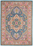 5' X 7' Teal And Ivory Medallion Distressed Area Rug