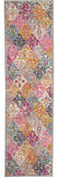 8' Gray And Ivory Geometric Distressed Runner Rug