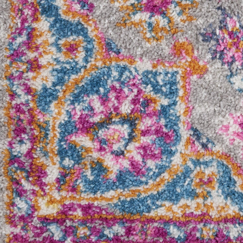 8' X 10' Terra Cotta Copper And Beige Floral Washable Indoor Outdoor Area Rug