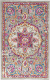 2' X 3' Gray And Ivory Medallion Area Rug