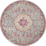 4' Gray And Ivory Medallion Round Rug