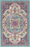 2' X 3' Ivory And Blue Medallion Area Rug