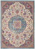 4' X 6' Ivory And Blue Medallion Area Rug