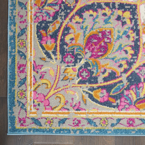 7' X 10' Ivory And Blue Medallion Area Rug