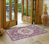 2' X 3' Pink And Ivory Medallion Scatter Rug