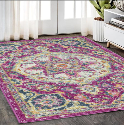 5' X 7' Gold And Beige Medallion Area Rug
