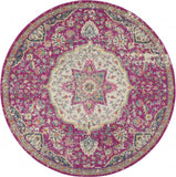 8' Pink Round Dhurrie Area Rug