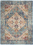 4' X 6' Ivory And Blue Oriental Distressed Area Rug