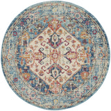 5' X 8' Ivory And Blue Striped Indoor Outdoor Area Rug