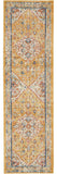 8' Yellow And Ivory Medallion Runner Rug