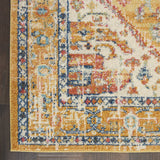 8' Yellow And Ivory Medallion Runner Rug
