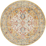 4' Yellow And Ivory Medallion Round Rug