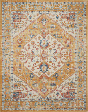 5' X 7' Yellow And Ivory Floral Medallion Area Rug