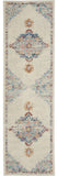 8' Gray And Ivory Medallion Distressed Runner Rug