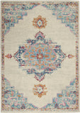 5' X 7' Gray And Ivory Medallion Distressed Area Rug