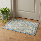 2' X 3' Ivory And Blue Oriental Distressed Area Rug