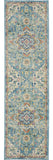 8' Ivory And Blue Oriental Distressed Runner Rug