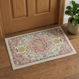 2' X 3' Pink And Ivory Southwestern Distressed Area Rug