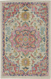 2' X 3' Pink And Ivory Southwestern Distressed Area Rug