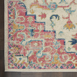 8' Pink And Ivory Southwestern Distressed Runner Rug
