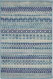 2' X 3' Blue And Ivory Striped Area Rug