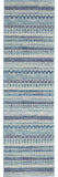 8' Navy Blue And Ivory Southwestern Runner Rug