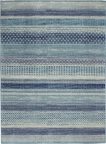 5' X 7' Navy Blue And Ivory Southwestern Area Rug