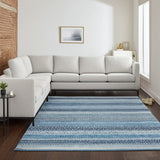 7' X 10' Navy Blue And Ivory Southwestern Area Rug