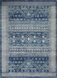 5' X 7' Navy Blue And Ivory Tribal Area Rug