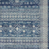 5' X 7' Navy Blue And Ivory Tribal Area Rug