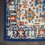 8' Blue And Ivory Medallion Runner Rug