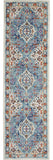 8' Ivory And Blue Floral Distressed Runner Rug