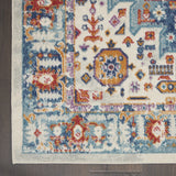 8' Ivory And Blue Floral Distressed Runner Rug