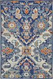 2' X 3' Blue And Ivory Floral Area Rug