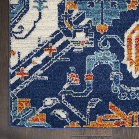 2' X 3' Blue And Ivory Floral Area Rug