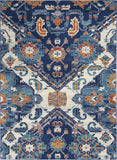 5' X 7' Blue And Ivory Floral Area Rug