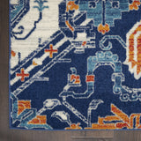 5' X 7' Blue And Ivory Floral Area Rug