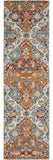 8' Blue And Orange Floral Runner Rug