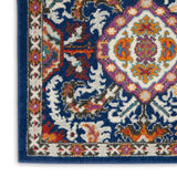 8' X 10' Denim Blue And Gray Striped Washable Indoor Outdoor Area Rug