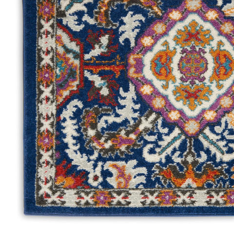 8' X 10' Denim Blue And Gray Striped Washable Indoor Outdoor Area Rug