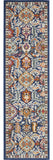 8' Blue And Ivory Oriental Runner Rug