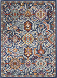 5' X 7' Blue And Ivory Oriental Area Rug