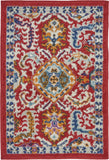 2' X 3' Red And Ivory Damask Area Rug