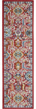 8' Red And Ivory Damask Runner Rug