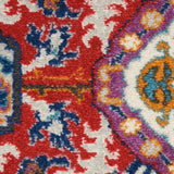 5' X 7' Red And Ivory Damask Area Rug