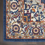 5' X 7' Blue And Ivory Medallion Distressed Area Rug